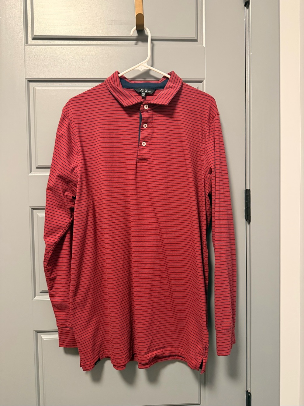 Simply Southern Men’s Maroon Striped Long Sleeve Polo XXL